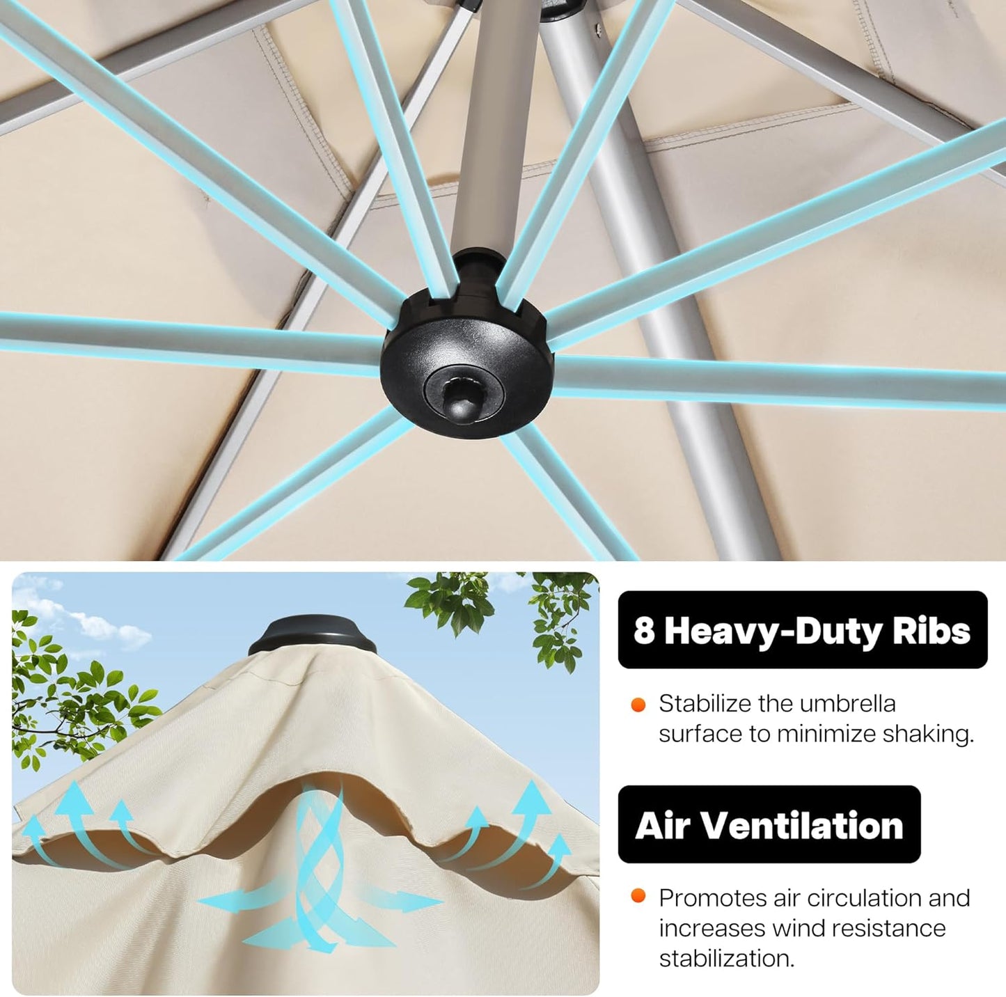 Patio Umbrella, 10FT Outdoor Cantilever Umbrella with 360-degree Rotation for Garden, Deck, Backyard, Pool and Beach, Beige