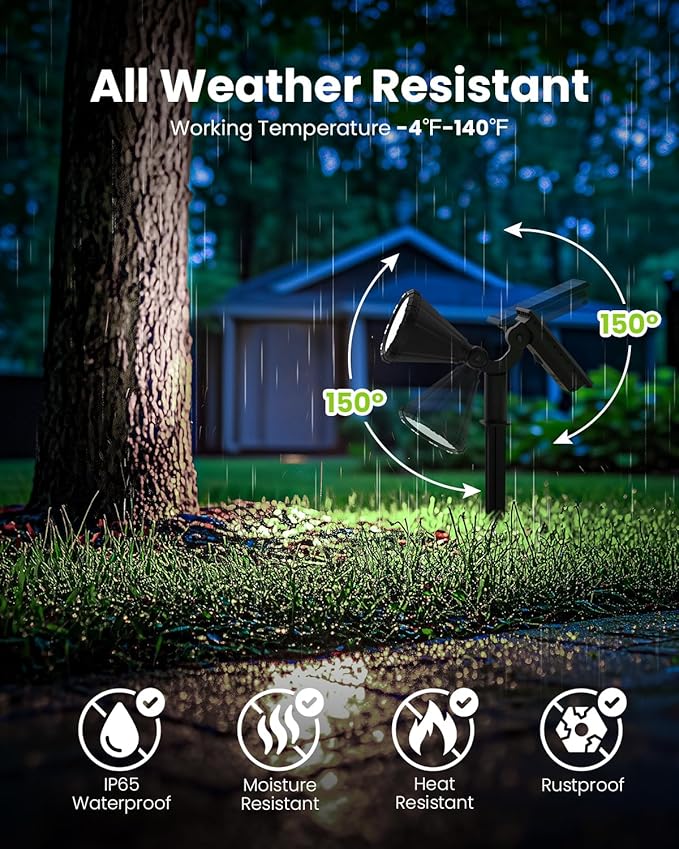 Solar Spot Lights Outdoor Waterproof, Solar Powered Flag Lights Halloween Lights, Landscape Spotlights for Tree, House, Yard, Garden, Christmas Decorations-4 Pack