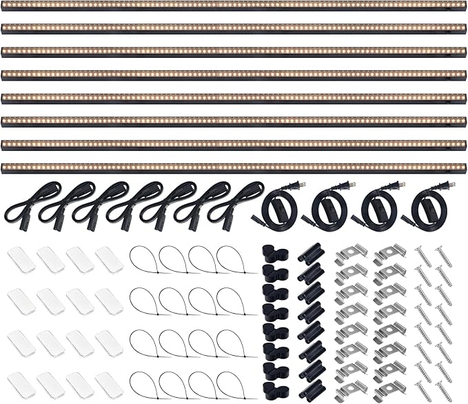 Barrina T5 Grow Lights for Indoor Plants, 4FT 160W (8 X 20W) Plant Grow Lights Indoor with Magnetic Bar, Linkable Plant Growing Lamps with Black Cover, Plug and Play, Yellow, 8 Packs