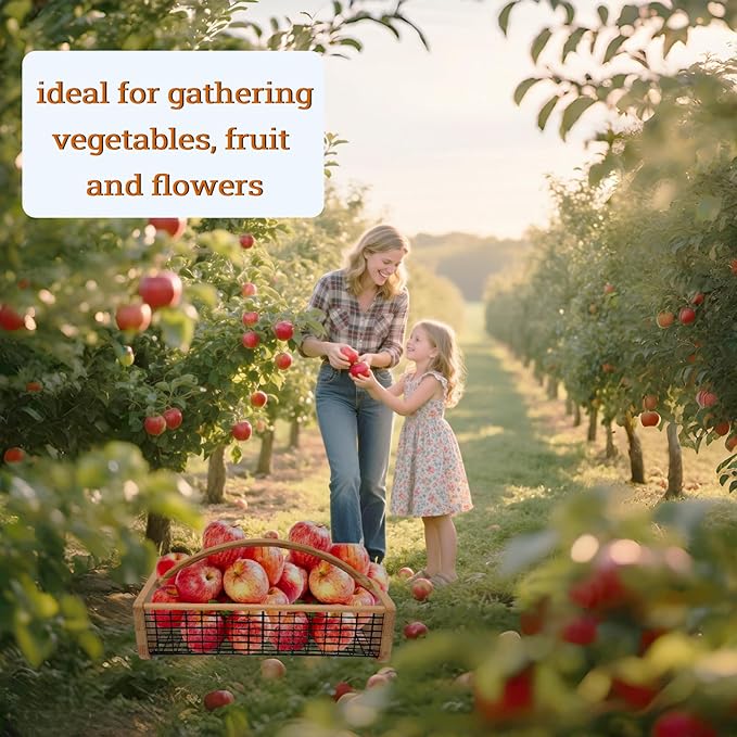 2pcs Garden Hod Harvest Basket, Durable Wooden Gardening, Supply Suitable For Kitchen, Picnic And Outdoor Picking