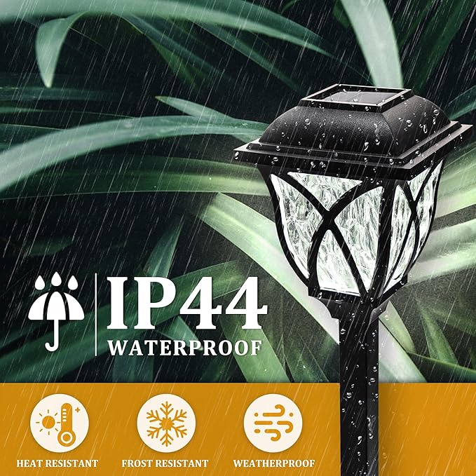 GIGALUMI Solar Lights Outdoor Waterproof, 8 Pack LED Solar Garden Lights, Solar Lights for Outside, Garden Decor for Yard, Patio, Landscape, Planter, Walkway (Cold White)