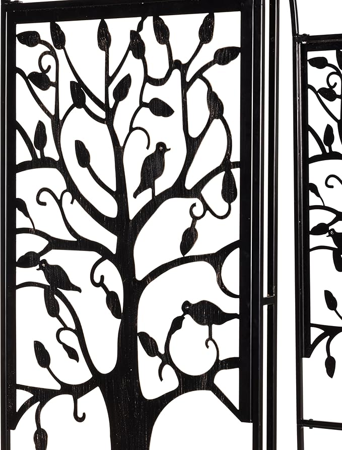 Evergreen Plow & Hearth Tree of Life Garden Arbor - 7 Feet Tall | Slim Metal Arch with Iron Trellis for Climbing Plants | Elegant Wedding Arbor | Outdoor Patio & Garden Decor