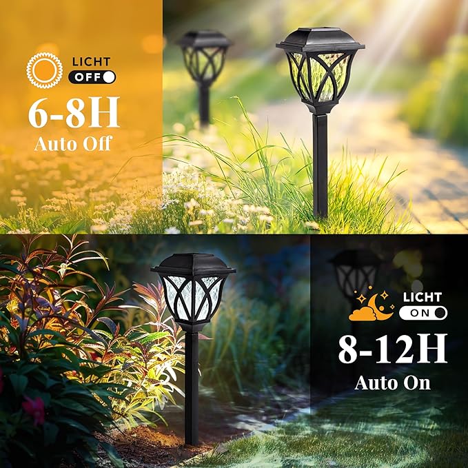 GIGALUMI Solar Lights Outdoor Waterproof, 8 Pack LED Solar Garden Lights, Solar Lights for Outside, Garden Decor for Yard, Patio, Landscape, Planter, Walkway (Cold White)