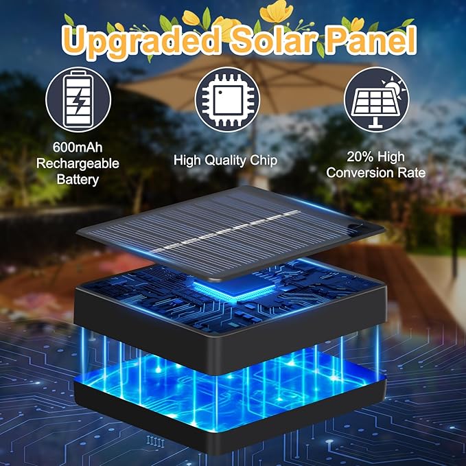 Solar Garden Lights Outdoor, 4 Pack 24-Head Artificial Flowers Solar Lights, IP65 Waterproof Garden Decoration for Yard Patio Path Cemetery Grave, Gifts for Mom Women Bithday Mother's Day-Auto ON/Off