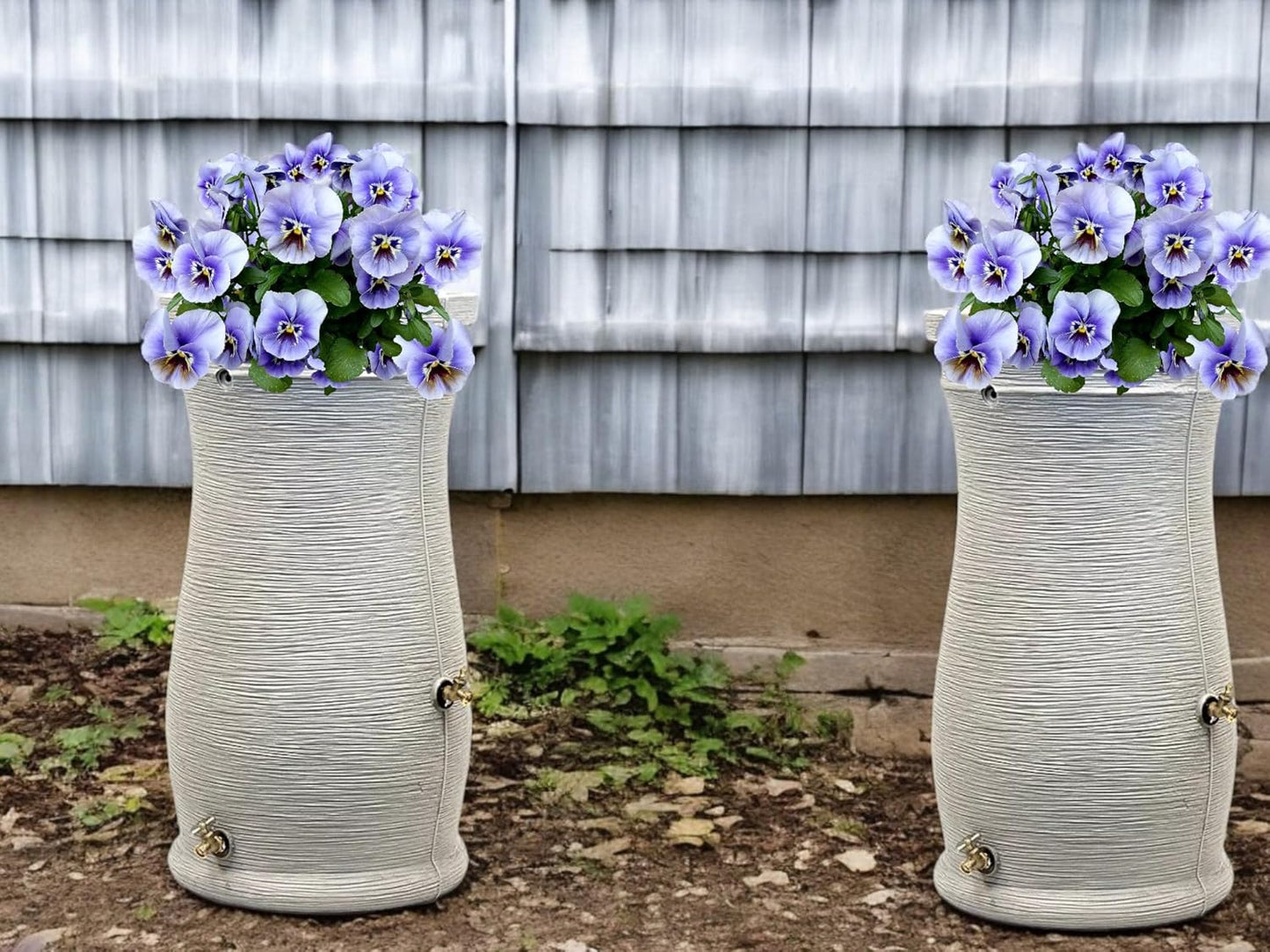 Impressions Corsican Rain Barrel, 50 Gallon, Decorative Textured Design, Sandstone (2 Pack)