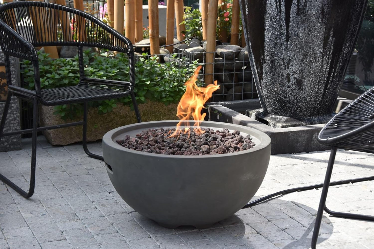 AMS Fireplace | Modeno | Nantucket | Firepit Table | Cover and Lava Rocks Included | (Fuel: Natural Gas - Light Gray)