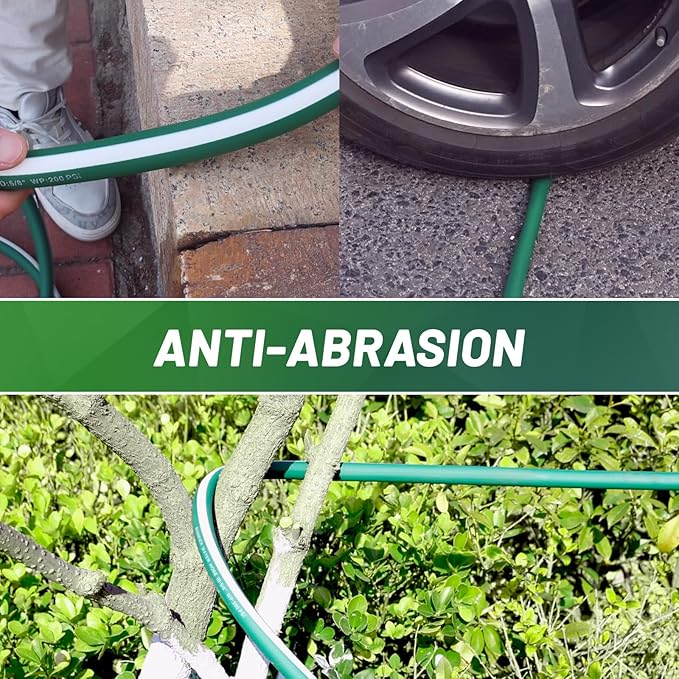 Heavy Duty Garden Hose 100 ft – Outdoor Hybird Water Hose with Solid Fitting - Flexible, Kinkless, Lightweight Garden Hose for Lawn Watering, Car Washing - Burst 500 Psi (100 ft)