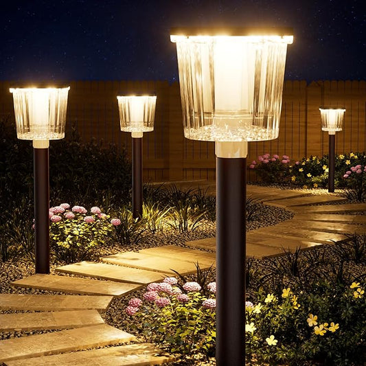 Super Bright Solar Pathway Lights Outdoor Powered,Adjustable Warm&Cool White,Waterproof IP65 Garden Decor Landscape Lighting Outside for Yard/Patio/Walkway/Driveway/Landscape (Cocoa Brown, 4 Pack)