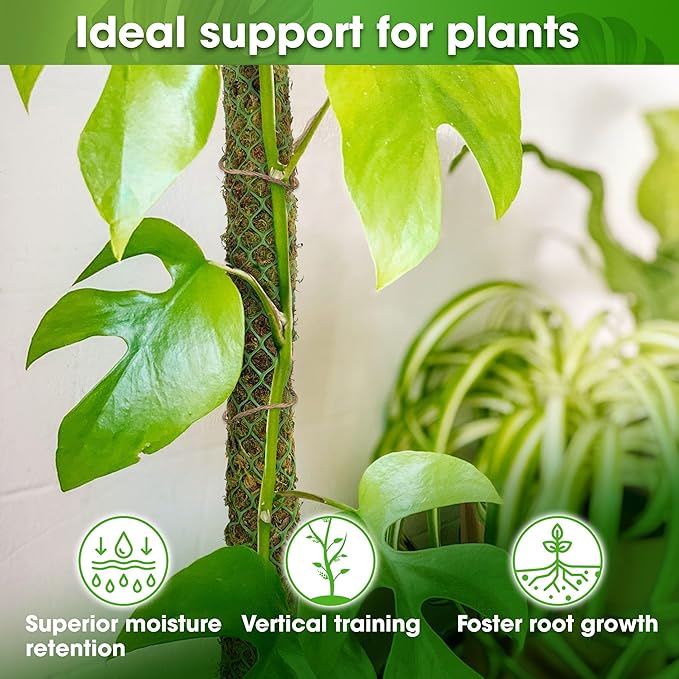 DUSPRO 42’’ Mesh Moss Pole for Plants, Tall Trellis for Climbing Monstera Plant Support, Sphagnum Moss Stick for Big Climbing Indoor Plant, Handmade Plant Stakes for Houseplant