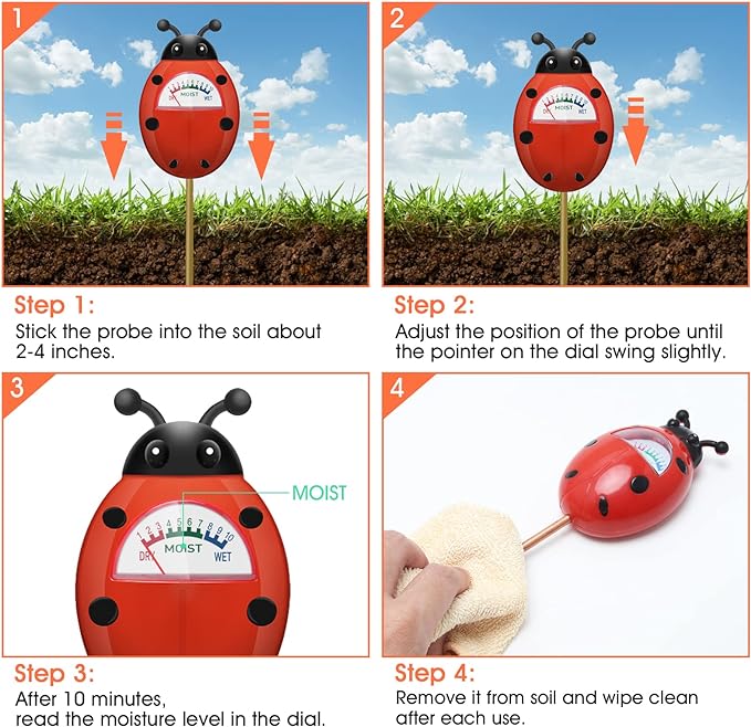 UNIWA Soil Moisture Meter, Plant Moisture Meter, Soil Hygrometer Sensor for Gardening, Farming, Indoor, and Outdoor Plants, Plant Water Monitor Gardening Gifts, No Batteries Required, 2-Pack