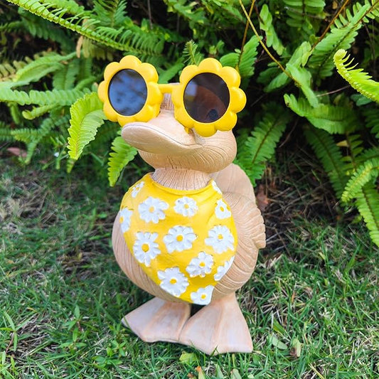 Garden Statue Duck Resin Duck with Glasses Outdoor Decor for Patio Garden Lawn Ornaments Yard Art Outdoor and Garden Clearance Fairy Garden Accessories Outdoor Housewarming Garden Gift for Women