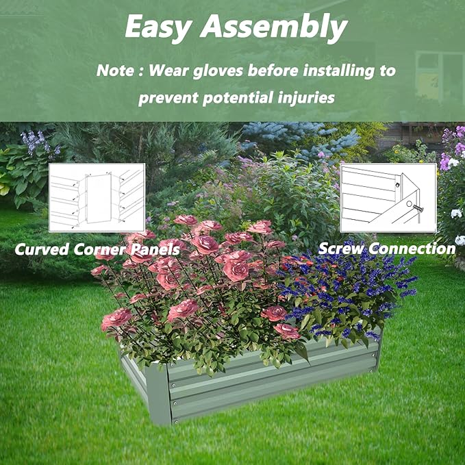 Aoodo 4 x 2 x 1 ft Raised Garden Bed for Patio Garden Lawn, Bed Only, Set of 2