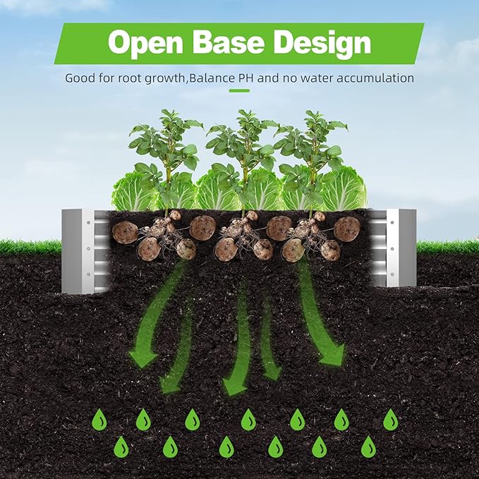 Raised Garden Bed Outdoor Aluminum Planter Box Kit for Vegetables Flower Herb, 2 Sets, 38x38x12 in