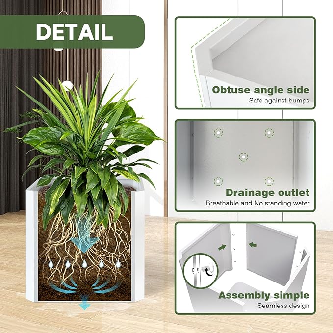 Steel Planter Box-26"x26"x26"-Large Square Planter Box-Outdoor Indoor-Cube Steel Planter Heavy Duty White Metal Planter Flower Pot Commercial Residential for Home Garden Porch Hotel Patio