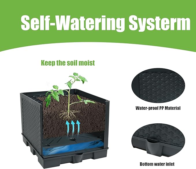 Sunnyglade 2 Pcs Raised Garden Bed Planter Box with Trellis, 44” Tomato Trellis Planter for Various Vine Climbing Plants Vegetables Detachable Frame for Outdoor Indoor Terrace