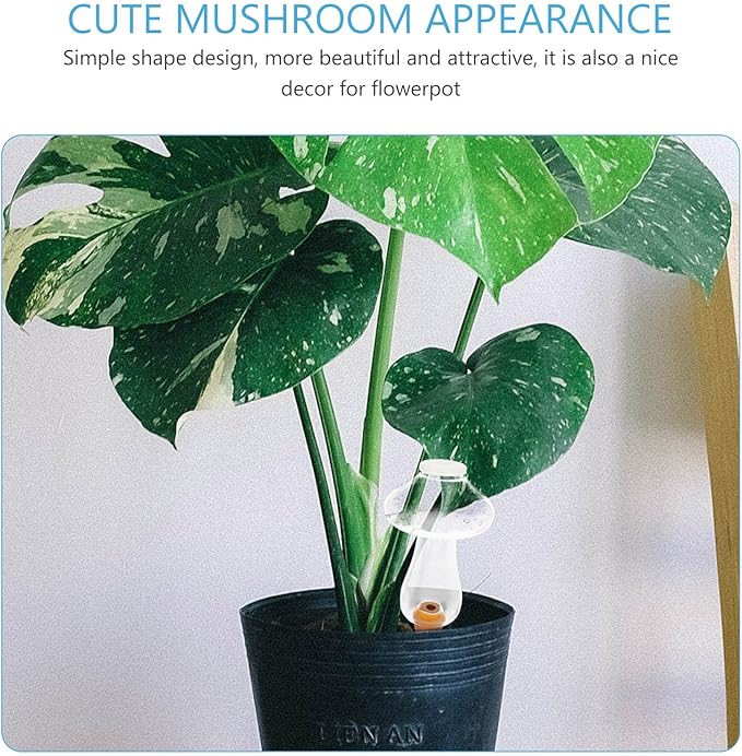 Yardwe 5PCS Plant Watering Globes, 300ML Self-Watering Bulb Mushroom Shape Watering Bulb Plant Waterer Stakes for Indoor Outdoor Plants