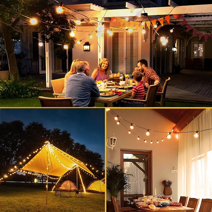 XURISEN Outdoor String Lights with Dimmer, 176FT LED Patio Lights for Outside with 100+8 Shatterproof G40 Globe Bulbs UL Listed IP65 Waterproof Hanging Lighting for Backyard Balcony Bistro Party Decor