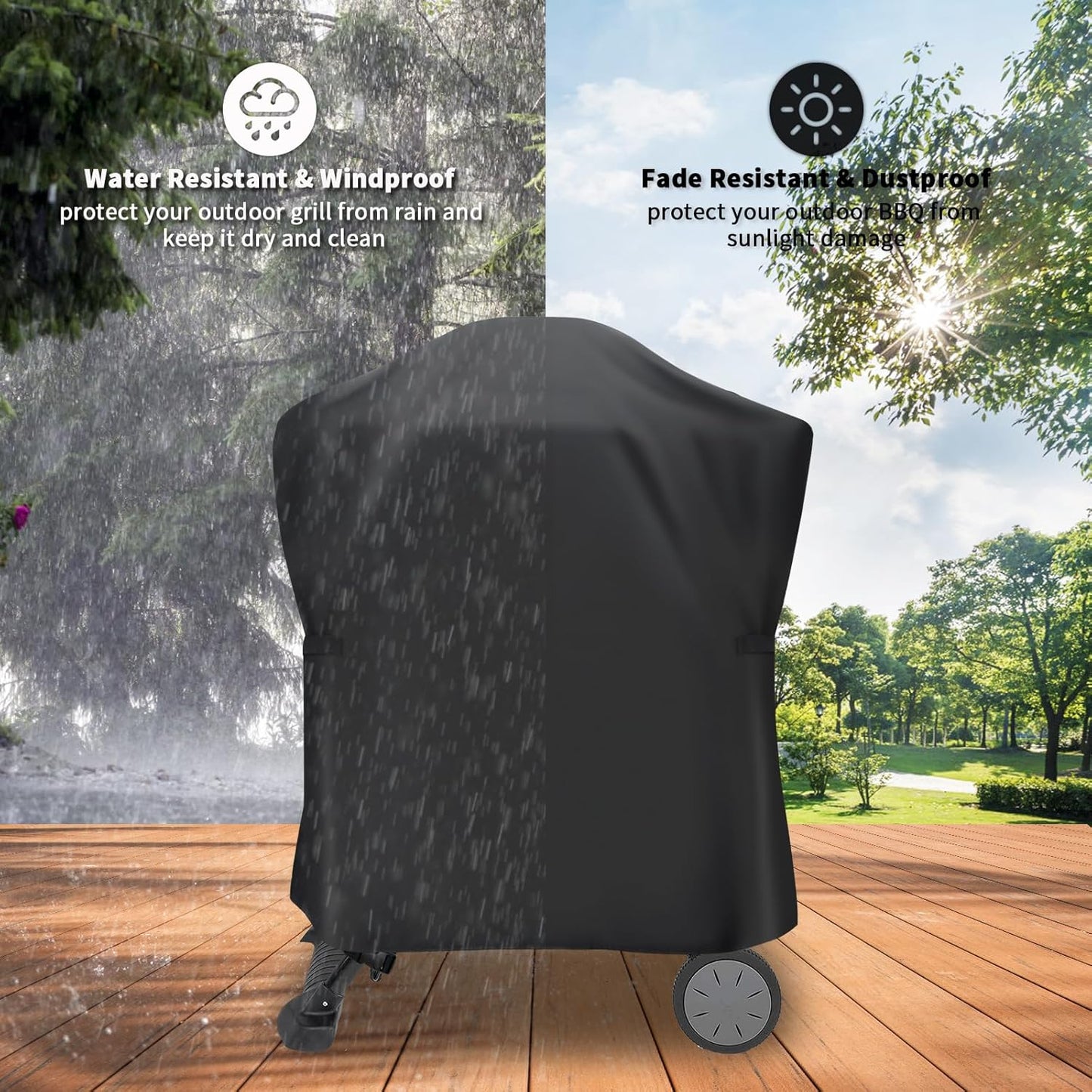 Grill Cover for Weber Q Series Grill on Cart, Waterproof BBQ Cover for Weber Q2000/Q200/Q1000/Q100 on Portable Stand-Weather Resistant
