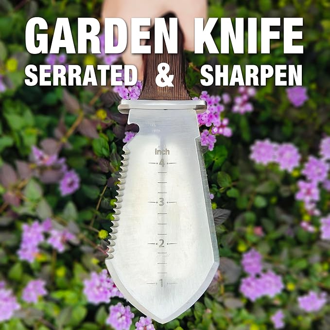 Hori Hori Garden Knife Heavy-Duty Small Gardening Trowel, for Quick Digging, Cutting, Weeding