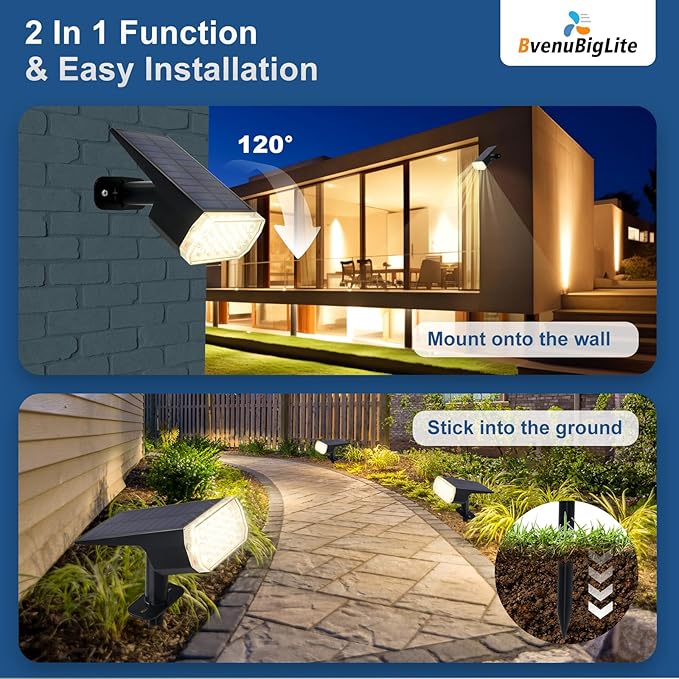 Waterproof Solar Lights Outdoor: IP65 Led Spot Light Decorations for Garden - 3 Lighting Modes Solar Powered for Yard - Dust to Dawn Uplighting Landscape Pathway Drive Patios 6PC Warm