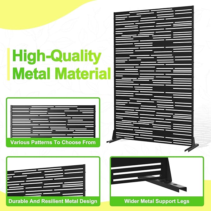 Outdoor Privacy Screen,72" H×47" W Metal Privacy Screen, Freestanding Privacy Fence Panels for Patio