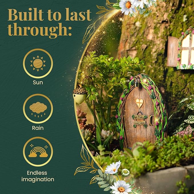 Opening Fairy Door and Window with Light, Fairy Doors for Trees Outdoor, Fairy Door, Fairy House Kit, Fairy Garden Decor, Fairy Doors, Fairy Garden Decor, Fairy Garden Decorations, Garden Fairy