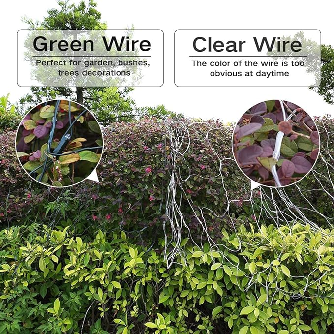 Lomotech 12ft x 5ft 360 LED Christmas Net Lights, 8 Modes Waterproof With Timer Low Voltage Connectable Mesh Lights for Trees, Bushes, Shurb, Garden, Outdoor Decoration(Green Wire, Blue)