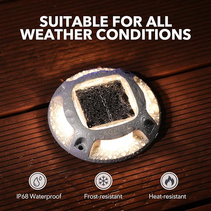 AGPTEK Solar Driveway Lights Outdoor 24 Pack, 2 Color Modes LED Deck Dock Marine Waterproof Driveway Marker Lights for Step Sidewalk Stair Garden Pathway Walkway Yard (Warm White/Cool White)