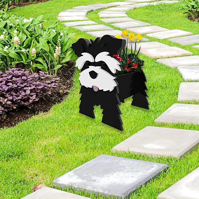 Black Schnauzers Dog Planter Plant Pots,Cute Garden Dog Flower Planter,Dog Planters Birthday Gifts for Women,Office,Indoor/Outdoor Decor（9.45 * 9.06 * 11.81in）