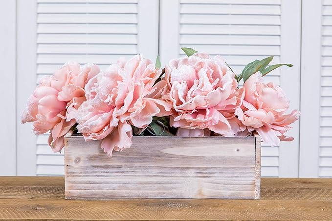 Wooden Planter Box, Whitewash with Plastic Liner l Garden Decor l Restaurant and Wedding Decorations l Wedding Bouquets, Table Centerpiece (12x4 Set of 4, Whitewash)