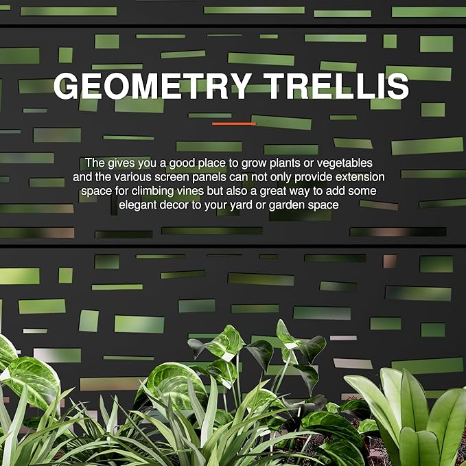 Casaphoria Metal Raised Garden Bed with Trellis and Wheels, 47"x47"x16" Planter Box for Climbing Plants, Vegetables & Vines, Features Drainage Holes and Privacy Screen (Black-Gerald)