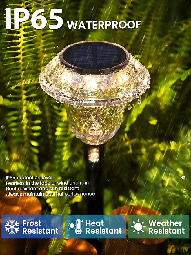 SOLPEX Solar Pathway Lights Garden Decor for Yard, Garden Lights Solar Powered Waterproof Landscape Lighting, Solar Outdoor Lights Porch Decor for Path Walkway Driveway (8 Pack Warm White)