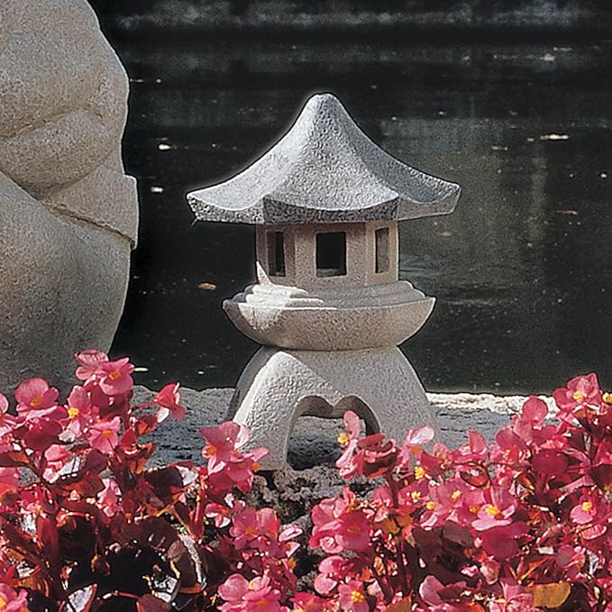 Design Toscano NG29869 Asian Decor Pagoda Lantern Statue, Medium, Two-tone stone