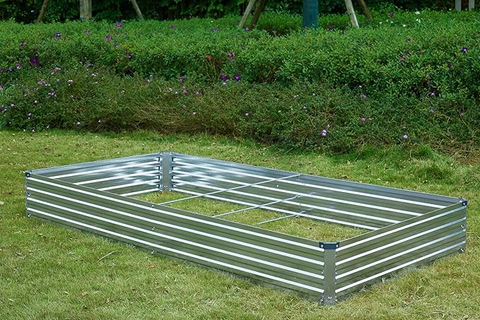 3 Pack 6x3x1FT Galvanized Raised Garden Beds Kit Outdoor Metal Gardening Planter Box for Vegetable Elevated Flower Herbs,Silver