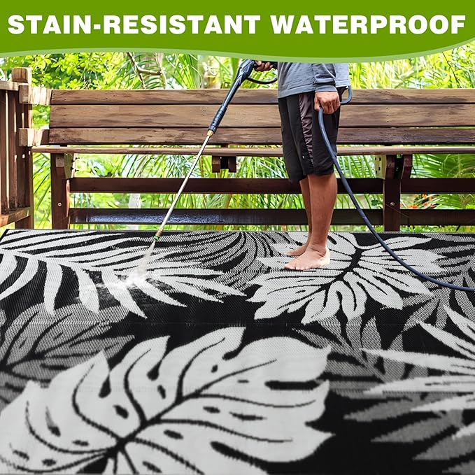 Outdoor Rug 6x9 ft Waterproof, Reversible Outdoor Plastic Straw Rug for Patios Clearance, Outdoor Area Rug Carpet RV Mat for Camping Backyard Deck Porch