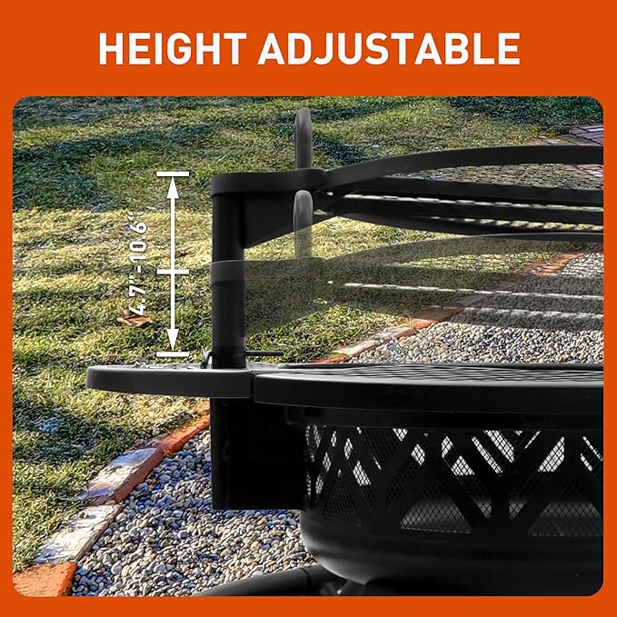 Red Mountain Valley 47" Outdoor Fire Pit with Adjustable Grill, 2-in-1 Metal Outdoor Fireplaces, Large Patio Wood Burning Fire Pits for Outside, Ideal for Backyard, Patio, Party