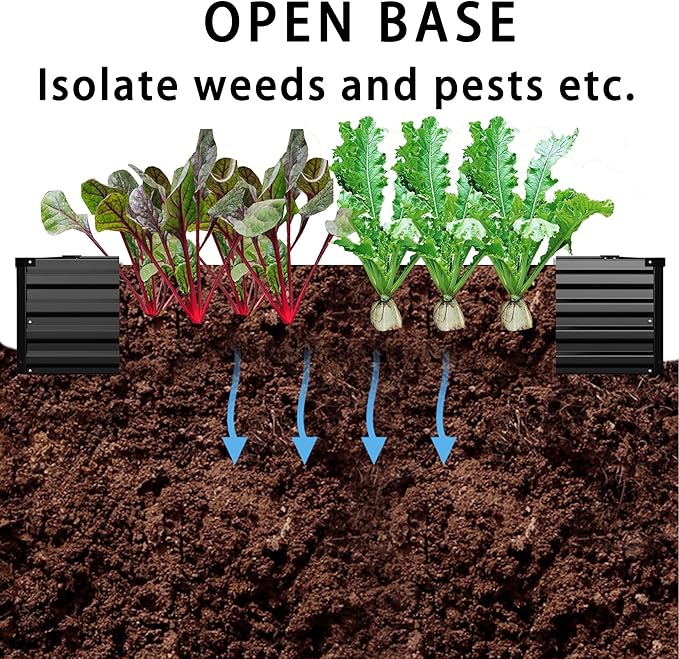 8x4x1ft(2 Pack) Galvanized Raised Garden Bed,Outdoor Planter Box Metal Patio Kit Planting Bed for Vegetables Flowers Herb,Black