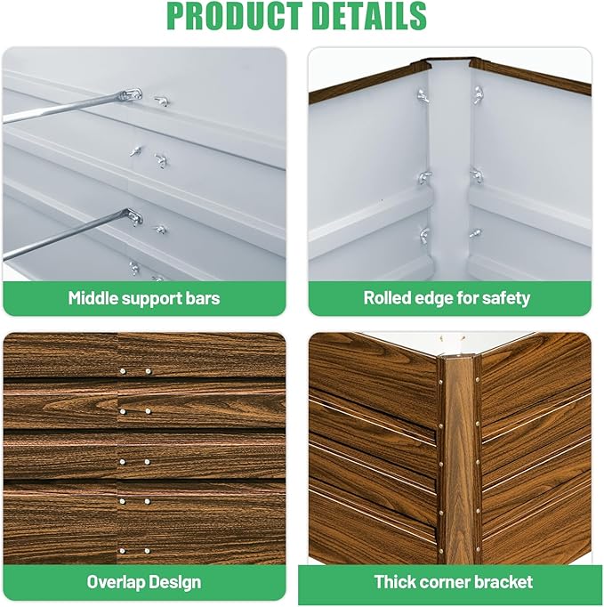 SnugNiture 2 Pcs 4x2x2FT Raised Garden Bed Galvanized Planter Garden Boxes Outdoor, Deep Root Planter Raised Bed for Vegetables Flowers Herbs,Brown