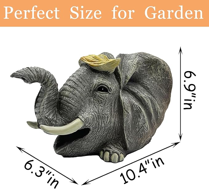 Teaeeno Elephant Decor Statue Gutter Downspout Extension Decorative,Animal Statue Outdoor Decor,3"×4" Rain Gutter Downspout Splash Block,Garden Splash Block Outdoor Sculpture,Rain Downspout Diverter