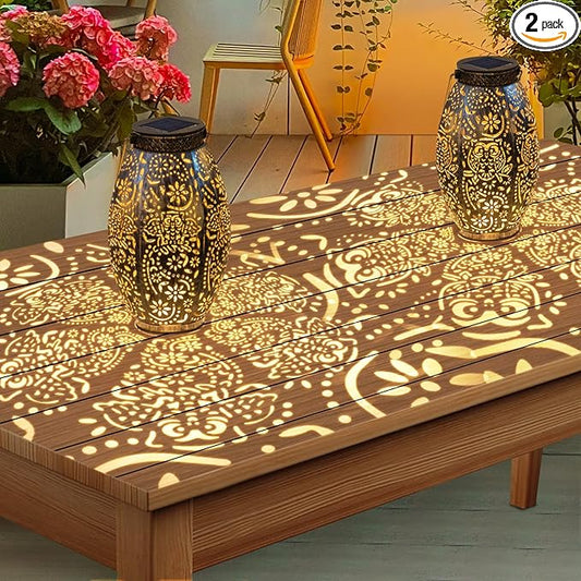 2Pack Owl Solar Outdoor Lanterns Waterproof, Large Decorative Garden Solar Lights for Table, Patio, Yard, Lawn Ornaments, Birthday Mothers' Day Gifts for Mom Dad ( Antique Bronze)