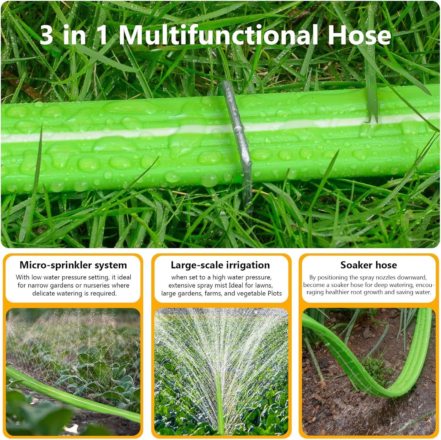 LAVEVE Sprinkler Soaker Hose for Yard 25 FT, Heavy Duty Garden Water Hoses with Stakes, Sprinklers System for Lawn, Flexible Drip Irrigation Tubing