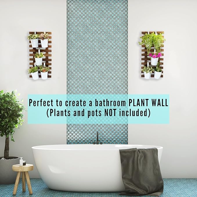 ShopLaLa Wall Planter - 2 Pack Wooden Hanging Planter for Indoor Plants Wall Mount Plant Stand Ladder Outdoor Vertical Garden Unique Live Orchid Planter Holder Display Large Wall Decor 23.6" (60cm)