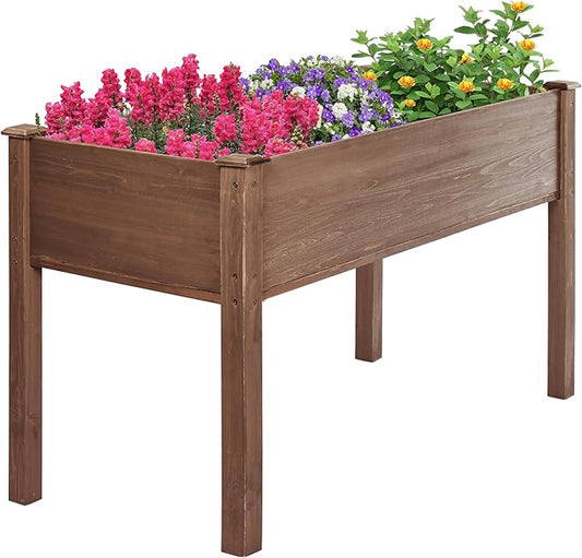 LZRS Raised Garden Bed Outdoor Planter Box with Legs for Herbs, Vegetables, Flowers, Great for Outdoor Patio, Yard and Deck, 220lb Capacity, Brown