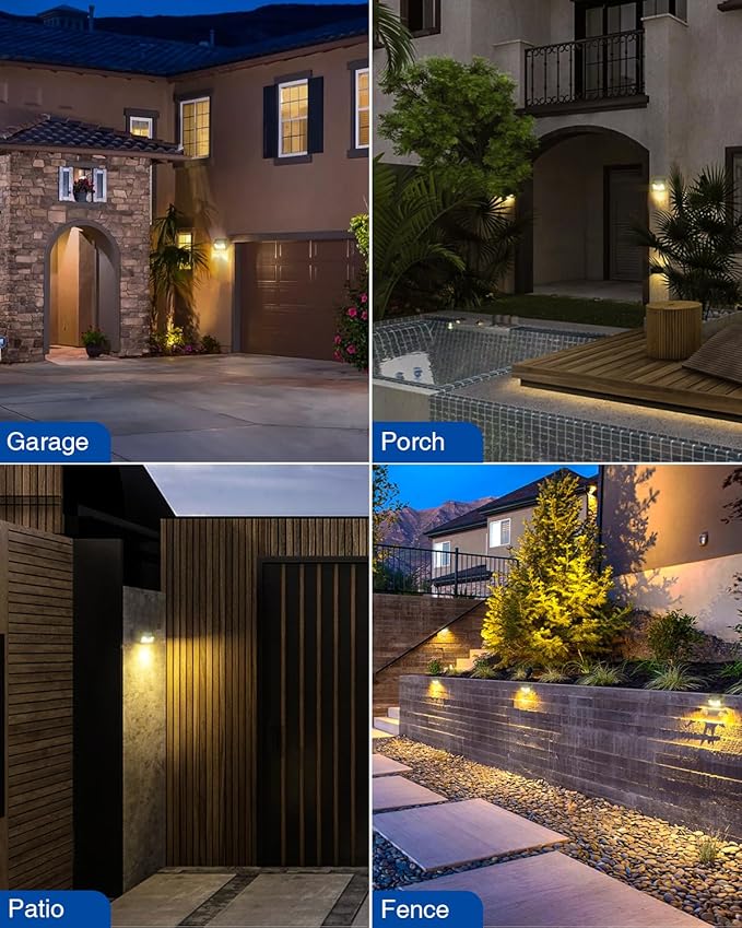 Peasur Solar Lights Outdoor Waterproof [8 Pack/140LED], Warm White Motion Sensor Light Ultra-Bright, 3 Modes Solar Fence Security Lighting for Wall Garden Yard Garage Patio