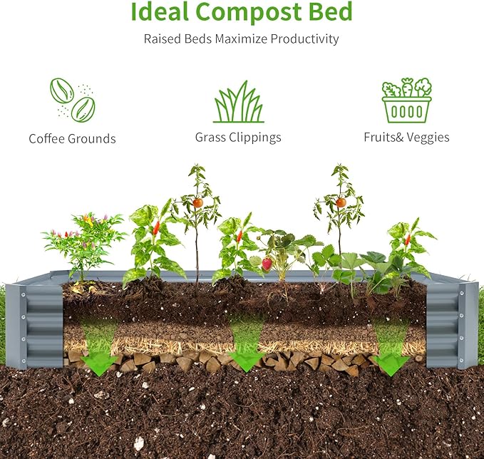 Land Guard 6×3×1ft Galvanized Raised Garden Bed Kit for Vegetables, Galvanized Large Metal Planter Raised Garden Boxes Outdoor(Modern Grey)…