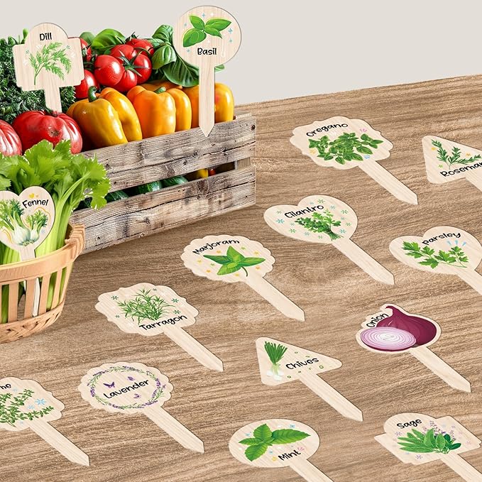 Plant Label Signs- 15PACK Herb Garden Markers, Plant Labels for Outdoor Garden Waterproof, Plant Tags with Names, Indoor Patio Tags for Succulent Flowers Greenery Seedling