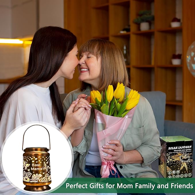 KY&BOSAM Solar Lanterns Outdoor Waterproof Butterfly Garden Decor Hanging Solar Lights Outdoor Gifts for Women Mom Grandma Metal Decorative LED Lanterns for Yard, Patio,Backyard,Porch,Pathway Decor