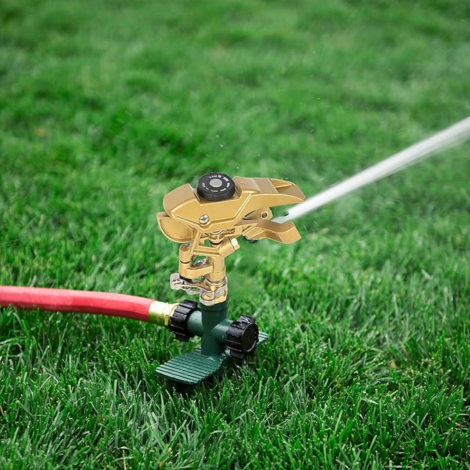 Hourleey 1/2 Inch Zinc Impact Sprinkler, 2 Pack Heavy Duty Lawn Sprinkler Head with Nozzles, Adjustable 0-360 Degree Impulse Watering Sprinklers for Large Coverage Garden Grass Yard Irrigation