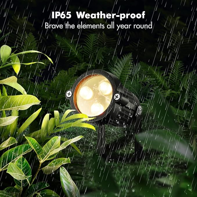 LemonBest Landscape Lighting - 6W RGB Color Changing Halloween Landscape Lights 120V Christmas Outdoor LED Spotlight with Remote Control Waterproof Spot Lights for Yard Garden Patio Driveway (4 Pack)