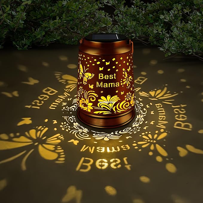 KY&BOSAM Solar Lanterns Outdoor Waterproof Butterfly Garden Decor Hanging Solar Lights Outdoor Gifts for Women Mom Grandma Metal Decorative LED Lanterns for Yard, Patio,Backyard,Porch,Pathway Decor